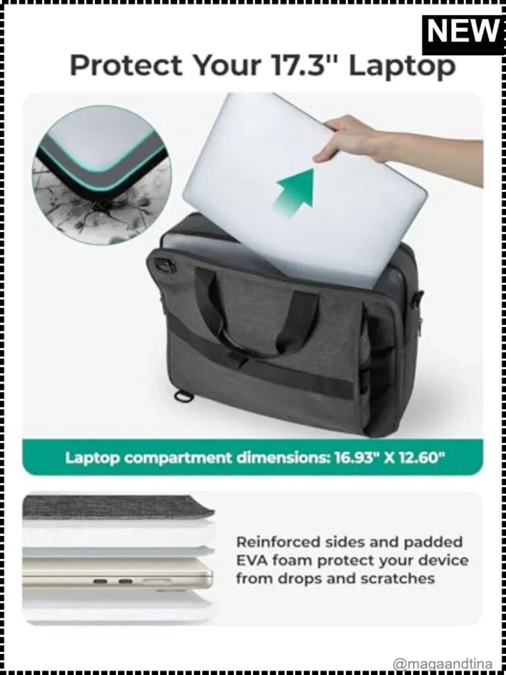 3-in-1 Laptop Bag Briefcase Convertible Backpack Messenger Water-Resistant